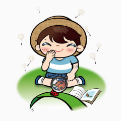 观察昆虫的小男孩