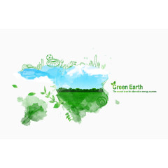 绿色手绘渲染背景装饰