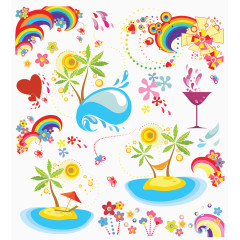 卡通彩虹植物图案