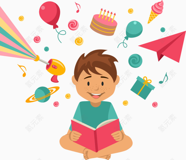 学习的矢量卡通男孩