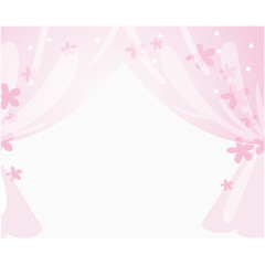 卡通粉红可爱窗纱