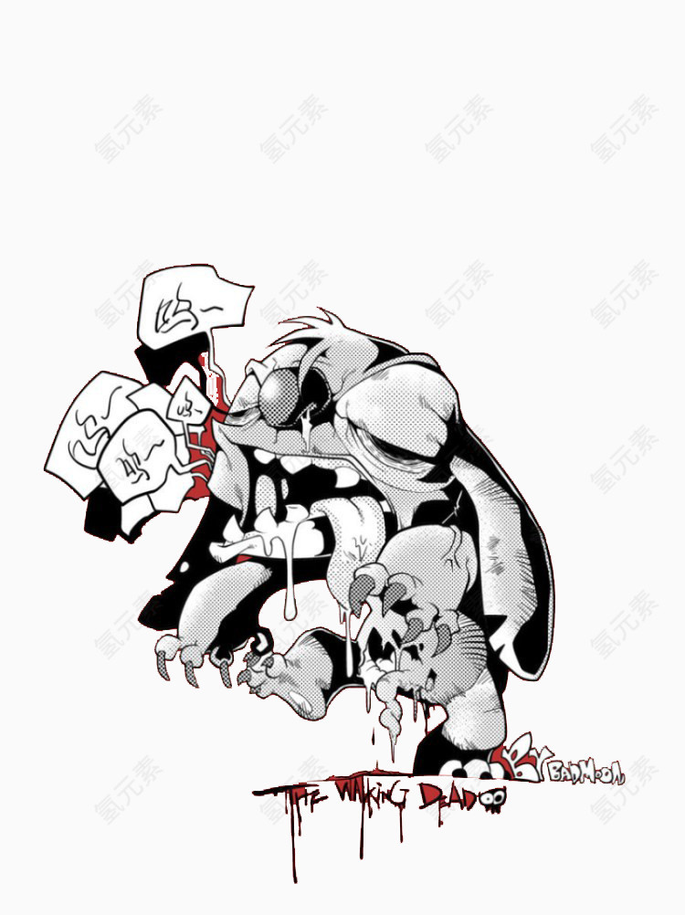 黑白史迪奇插画