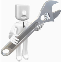 方头小人手拿扳手