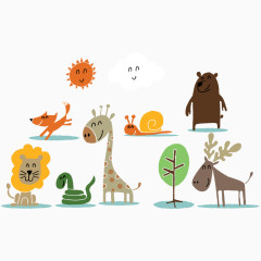 矢量图快乐的动物园