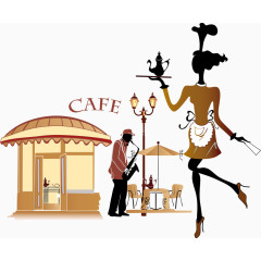 矢量巴黎美女插画