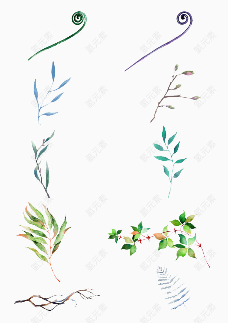 水墨风格花草