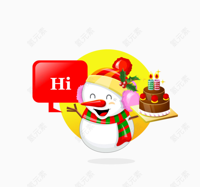 打招呼的小雪人