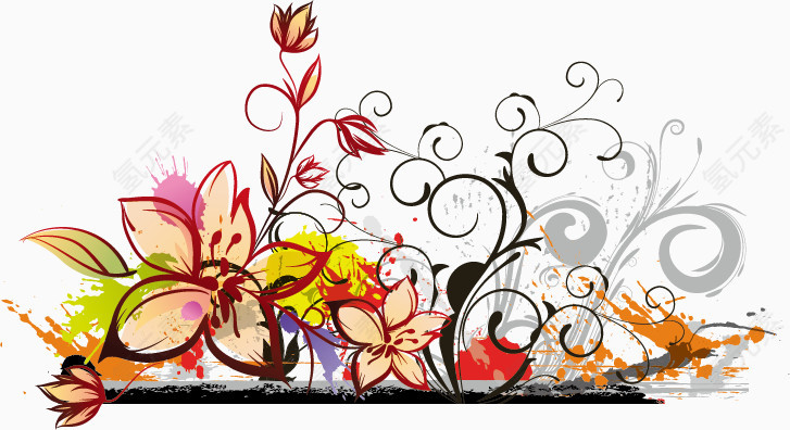 可爱花卉矢量图片