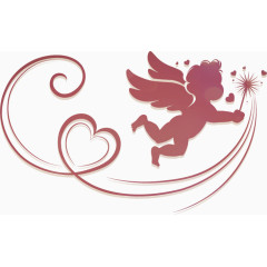 矢量手绘爱心丘比特