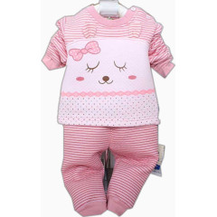 儿童粉色条纹保暖内衣