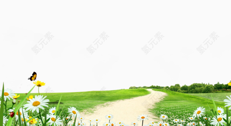 草地山丘小径背景素材
