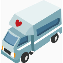 矢量白色救护车漂浮素材