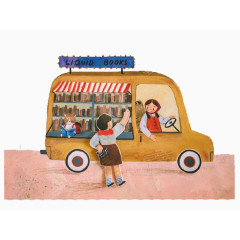 卡通汽车图书馆