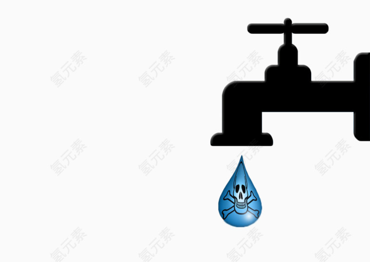 手绘黑色水龙头滴水