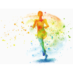 女子跑步背影矢量图