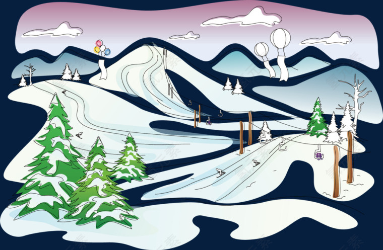 雪景冬天温暖冬素材