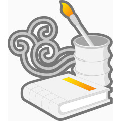 笔筒书本传统图标矢量图