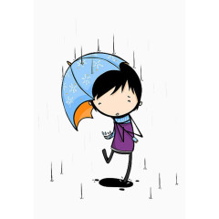 打伞的小孩