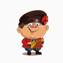 矢量国外中世纪服装帽子表演者