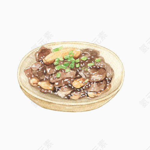 炒肉片手绘画素材图片
