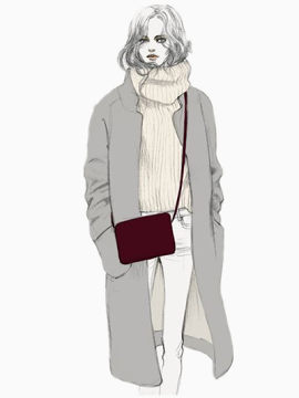 手绘潮流时尚呢子大衣女