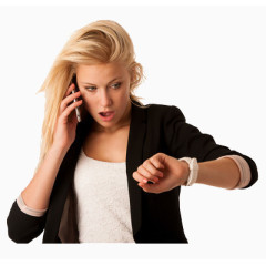 边看手表边打电话的美女