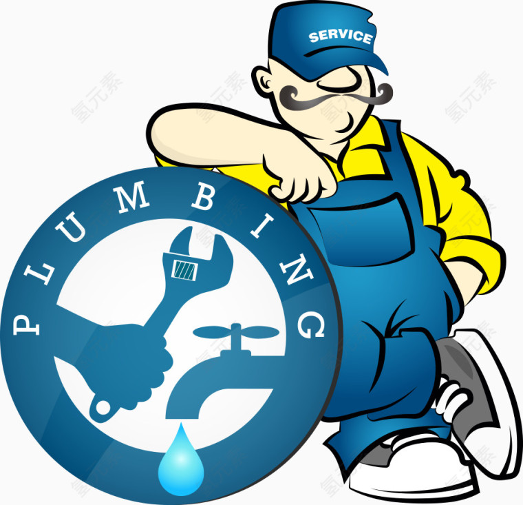 矢量卡通水暖工