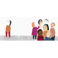 手绘人物分群图案