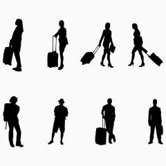 矢量人物旅行剪影