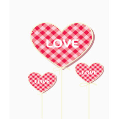 格纹红色爱心棒棒糖