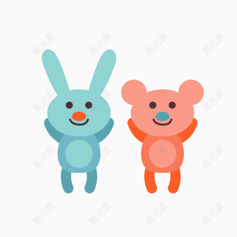 可爱兔子小熊玩偶免抠素材