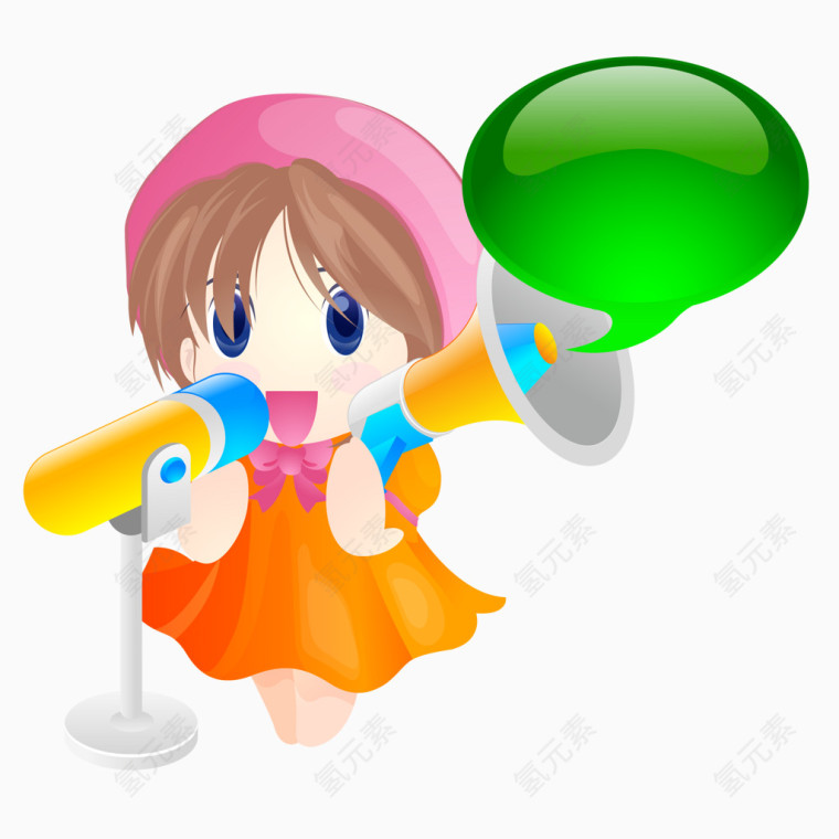 卡通广播美女矢量图