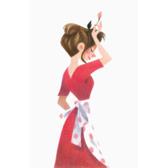 彩铅手绘美丽女人