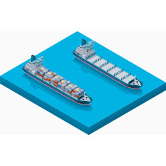 矢量立体货船码头