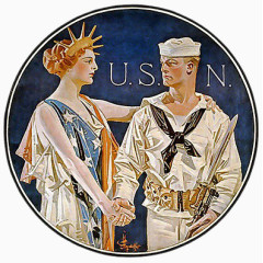 自由女神与海军士兵在一起