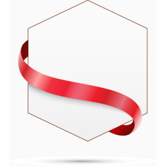 彩带六边形文本框