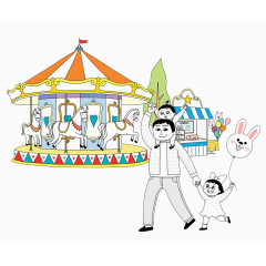 爸爸和孩子去游乐园