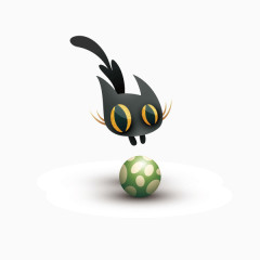 猫咪 大眼猫咪 黑色猫咪 圆球 装饰图案 调皮