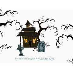 矢量木屋与墓碑十字架