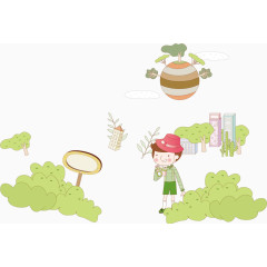 绿色地球环保儿童海报元素