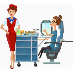 矢量素材卡通空姐乘客