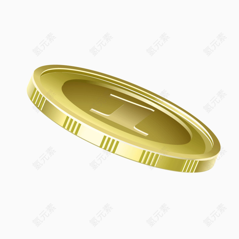 金黄一元硬币质感金属