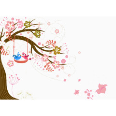 可爱风格粉色花装饰素材