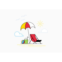 手绘海边插画