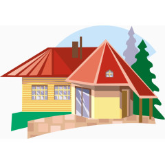 矢量乡村小木屋素材