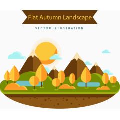 扁平的秋季景观.