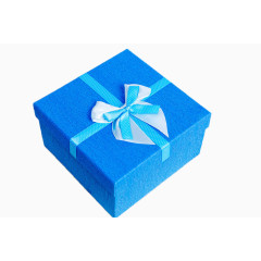 木制背景蓝色缎带礼物盒