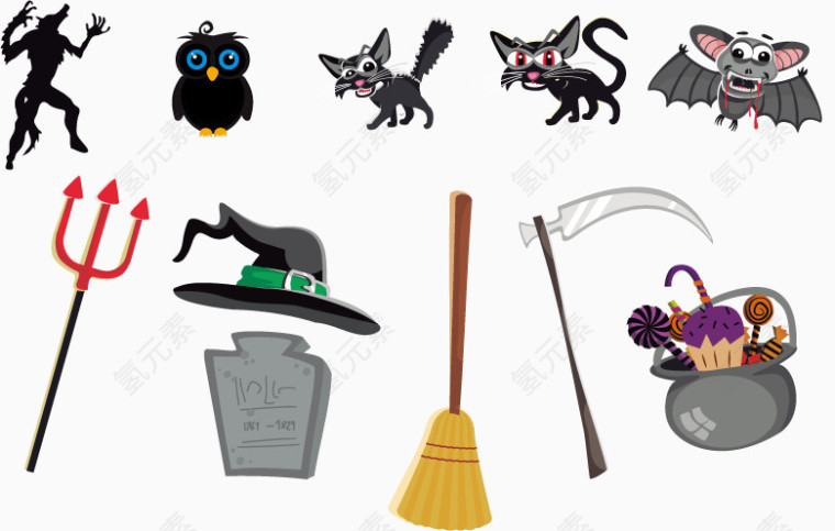 矢量万圣节元素