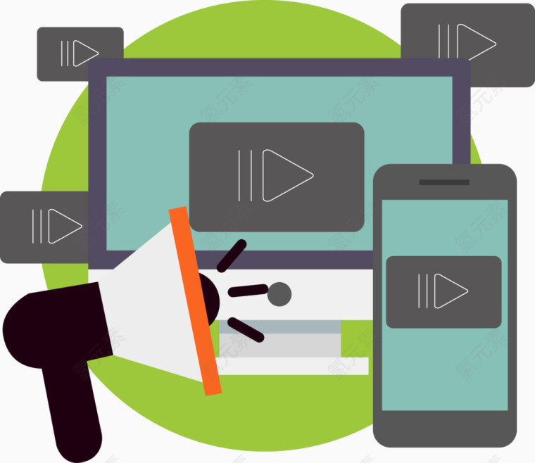 视频营销插图矢量图
