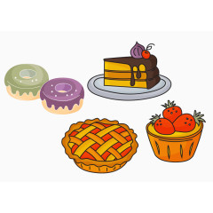 草莓水果饭后甜点蛋糕手绘